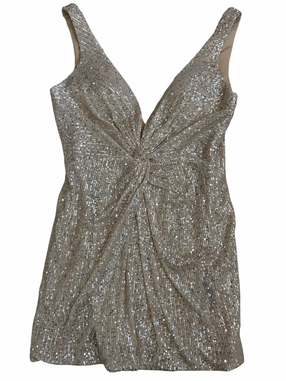 Ieena Mac Duggal 26496 Front Twist Plunging Sequined Mini Dress Size 12 - Picture 8 of 8